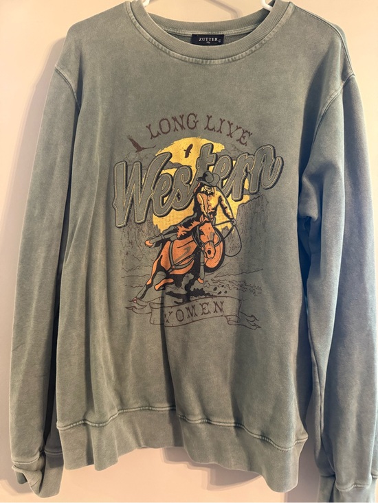 zutter Tops - Zutter Brand Sage Green 'Western' Graphic Sweatshirt